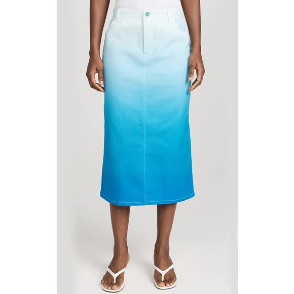 BRUCE GLEN BLUE OMBRE MIDI HIGH WAIST SKIRT - Picture 1 of 6